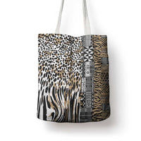 Africa Tribal Pattern Mixed Leopard Skin Tote Bag - Wonder Print Shop