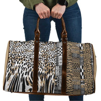 Africa Tribal Pattern Mixed Leopard Skin Travel Bag - Wonder Print Shop