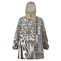 Africa Tribal Pattern Mixed Leopard Skin Wearable Blanket Hoodie - Wonder Print Shop