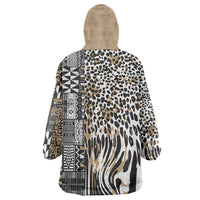 Africa Tribal Pattern Mixed Leopard Skin Wearable Blanket Hoodie - Wonder Print Shop