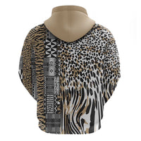 Africa Tribal Pattern Mixed Leopard Skin Zip Hoodie - Wonder Print Shop