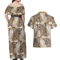 Wild Animal Skins Couples Matching Off Shoulder Maxi Dress and Hawaiian Shirt Leopard Pattern - Wonder Print Shop