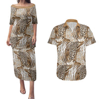 Wild Animal Skins Couples Matching Puletasi and Hawaiian Shirt Leopard Pattern - Wonder Print Shop