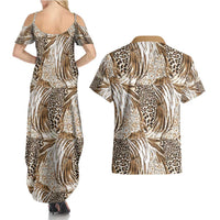 Wild Animal Skins Couples Matching Summer Maxi Dress and Hawaiian Shirt Leopard Pattern - Wonder Print Shop