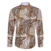 Wild Animal Skins Family Matching Off The Shoulder Long Sleeve Dress and Hawaiian Shirt Leopard Pattern - Wonder Print Shop