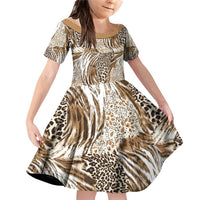 Wild Animal Skins Family Matching Off Shoulder Short Dress and Hawaiian Shirt Leopard Pattern - Wonder Print Shop