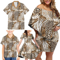Wild Animal Skins Family Matching Off Shoulder Short Dress and Hawaiian Shirt Leopard Pattern - Wonder Print Shop