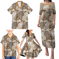 Wild Animal Skins Family Matching Puletasi and Hawaiian Shirt Leopard Pattern - Wonder Print Shop