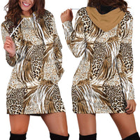 Wild Animal Skins Hoodie Dress Leopard Pattern - Wonder Print Shop