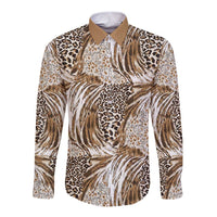 Wild Animal Skins Long Sleeve Button Shirt Leopard Pattern - Wonder Print Shop