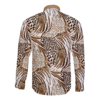 Wild Animal Skins Long Sleeve Button Shirt Leopard Pattern - Wonder Print Shop
