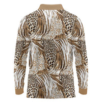 Wild Animal Skins Long Sleeve Polo Shirt Leopard Pattern - Wonder Print Shop