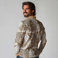 Wild Animal Skins Long Sleeve Polo Shirt Leopard Pattern - Wonder Print Shop