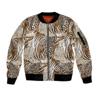 Wild Animal Skins Sleeve Zip Bomber Jacket Leopard Pattern - Wonder Print Shop
