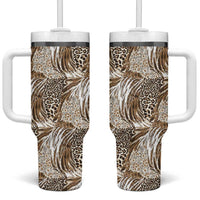 Wild Animal Skins Tumbler With Handle Leopard Pattern - Wonder Print Shop