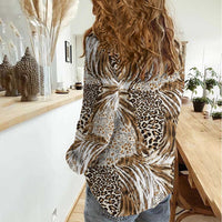 Wild Animal Skins Women Casual Shirt Leopard Pattern - Wonder Print Shop