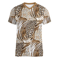 Wild Animal Skins Women V-Neck T-Shirt Leopard Pattern - Wonder Print Shop