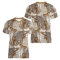 Wild Animal Skins Women V-Neck T-Shirt Leopard Pattern - Wonder Print Shop