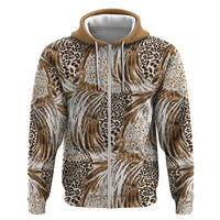 Wild Animal Skins Zip Hoodie Leopard Pattern - Wonder Print Shop