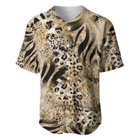 Wild Animal Skins Baseball Jersey Zebra Tiger Leopard Mix Skin - Wonder Print Shop