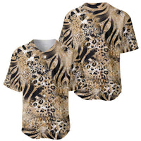 Wild Animal Skins Baseball Jersey Zebra Tiger Leopard Mix Skin - Wonder Print Shop