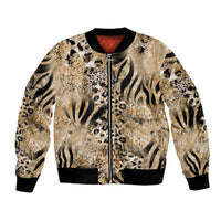 Wild Animal Skins Bomber Jacket Zebra Tiger Leopard Mix Skin - Wonder Print Shop