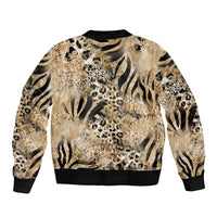 Wild Animal Skins Bomber Jacket Zebra Tiger Leopard Mix Skin - Wonder Print Shop