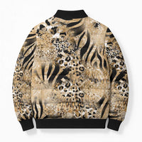 Wild Animal Skins Bomber Puffer Jacket Zebra Tiger Leopard Mix Skin - Wonder Print Shop