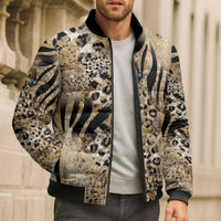 Wild Animal Skins Bomber Puffer Jacket Zebra Tiger Leopard Mix Skin - Wonder Print Shop