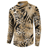 Wild Animal Skins Button Sweatshirt Zebra Tiger Leopard Mix Skin - Wonder Print Shop
