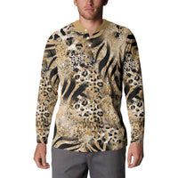 Wild Animal Skins Button Sweatshirt Zebra Tiger Leopard Mix Skin - Wonder Print Shop