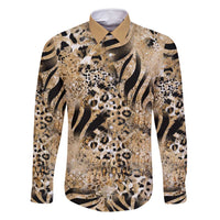 Wild Animal Skins Family Matching Long Sleeve Bodycon Dress and Hawaiian Shirt Zebra Tiger Leopard Mix Skin - Wonder Print Shop