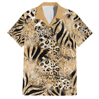Wild Animal Skins Family Matching Off The Shoulder Long Sleeve Dress and Hawaiian Shirt Zebra Tiger Leopard Mix Skin - Wonder Print Shop