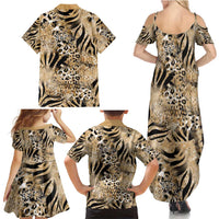 Wild Animal Skins Family Matching Summer Maxi Dress and Hawaiian Shirt Zebra Tiger Leopard Mix Skin - Wonder Print Shop