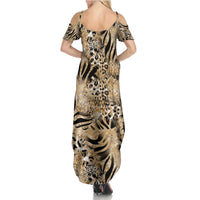 Wild Animal Skins Family Matching Summer Maxi Dress and Hawaiian Shirt Zebra Tiger Leopard Mix Skin - Wonder Print Shop