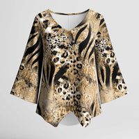 Wild Animal Skins Kimono Sleeve Blouse Zebra Tiger Leopard Mix Skin - Wonder Print Shop
