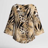 Wild Animal Skins Kimono Sleeve Blouse Zebra Tiger Leopard Mix Skin - Wonder Print Shop