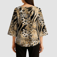 Wild Animal Skins Kimono Sleeve Blouse Zebra Tiger Leopard Mix Skin - Wonder Print Shop