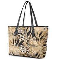 Wild Animal Skins Leather Tote Bag Zebra Tiger Leopard Mix Skin - Wonder Print Shop