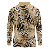 Wild Animal Skins Long Sleeve Polo Shirt Zebra Tiger Leopard Mix Skin - Wonder Print Shop