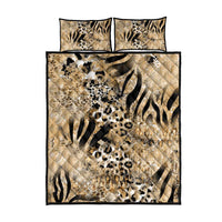 Wild Animal Skins Quilt Bed Set Zebra Tiger Leopard Mix Skin - Wonder Print Shop
