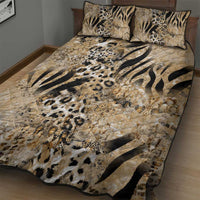 Wild Animal Skins Quilt Bed Set Zebra Tiger Leopard Mix Skin - Wonder Print Shop