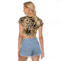 Wild Animal Skins Raglan Cropped T Shirt Zebra Tiger Leopard Mix Skin - Wonder Print Shop