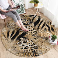 Wild Animal Skins Round Carpet Zebra Tiger Leopard Mix Skin - Wonder Print Shop