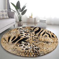 Wild Animal Skins Round Carpet Zebra Tiger Leopard Mix Skin - Wonder Print Shop
