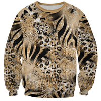 Wild Animal Skins Sweatshirt Zebra Tiger Leopard Mix Skin - Wonder Print Shop