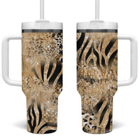 Wild Animal Skins Tumbler With Handle Zebra Tiger Leopard Mix Skin - Wonder Print Shop