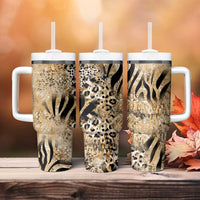 Wild Animal Skins Tumbler With Handle Zebra Tiger Leopard Mix Skin - Wonder Print Shop