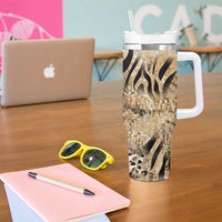 Wild Animal Skins Tumbler With Handle Zebra Tiger Leopard Mix Skin - Wonder Print Shop