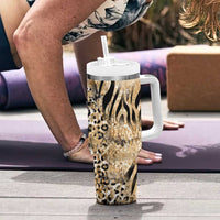 Wild Animal Skins Tumbler With Handle Zebra Tiger Leopard Mix Skin - Wonder Print Shop